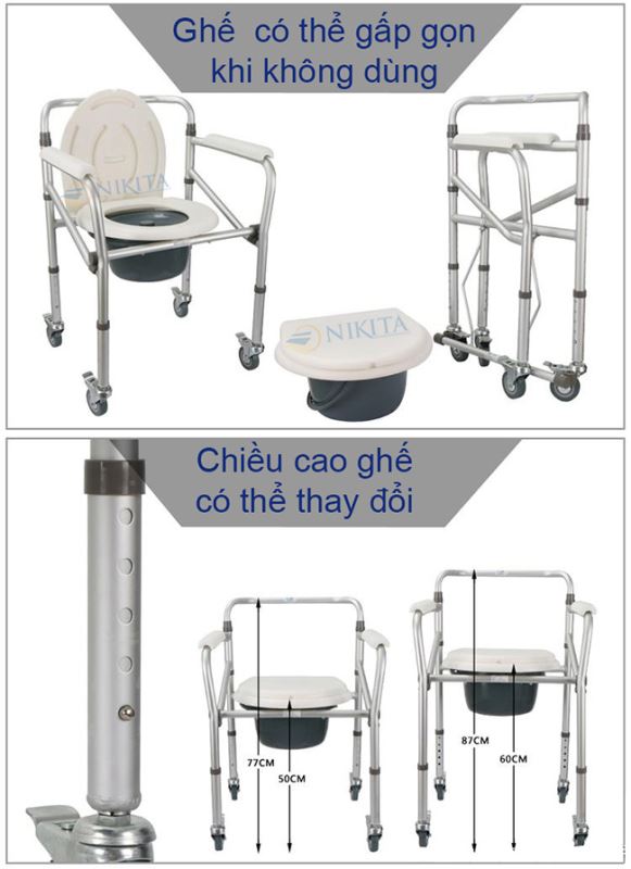 Ghế bô WC có bánh xe GK155